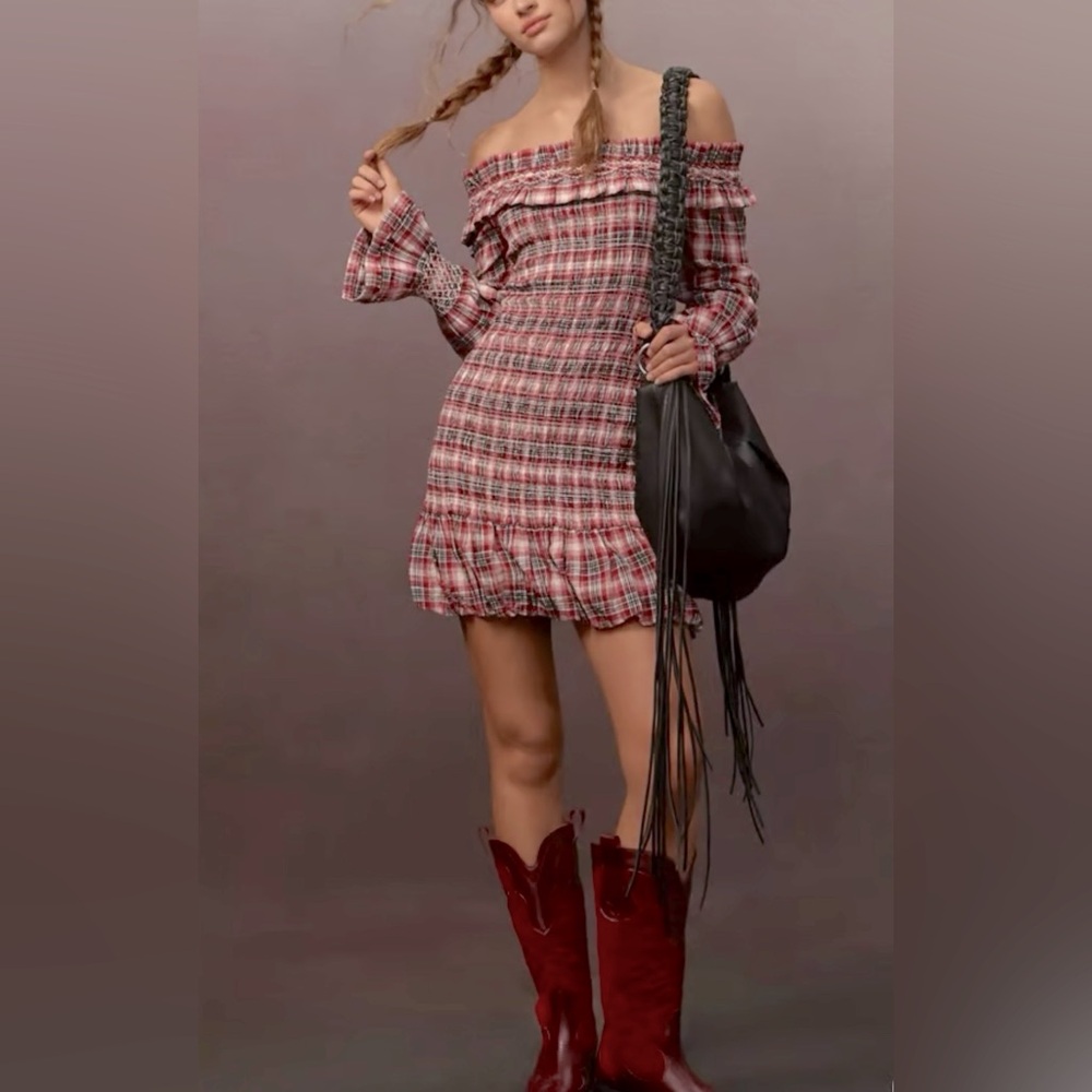 👸🏻 HOST PICK 👸🏻 Anthropology Pilcro Smocked Plaid Mini Dress, size XS